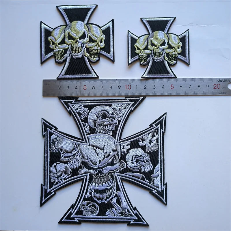 Maltese 3 Skull Cross Patch