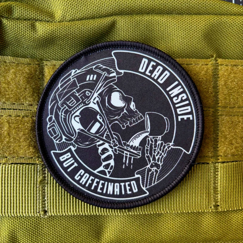 Skull Soldier Tactical Patch Dead Inside But Caffeinated