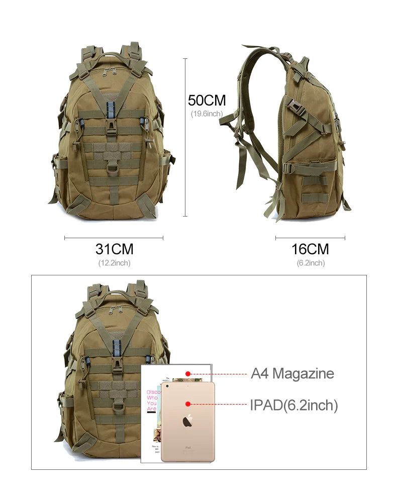 TrailMaster 40L: Men's Tactical Camping Backpack