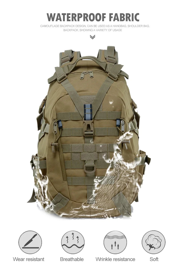 TrailMaster 40L: Men's Tactical Camping Backpack
