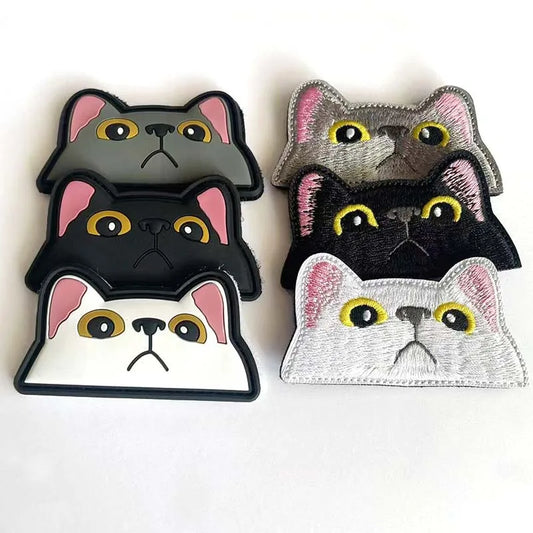 Gray,Black,White Fabric Badges Embroidery Applique,3d PVC Patches Hook and Loop Funny Emblemen For Backpack,Clothing
