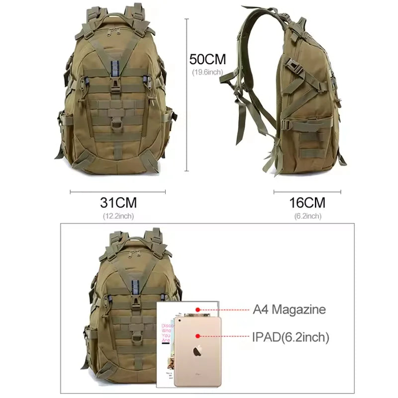 TrailMaster 40L: Men's Tactical Camping Backpack