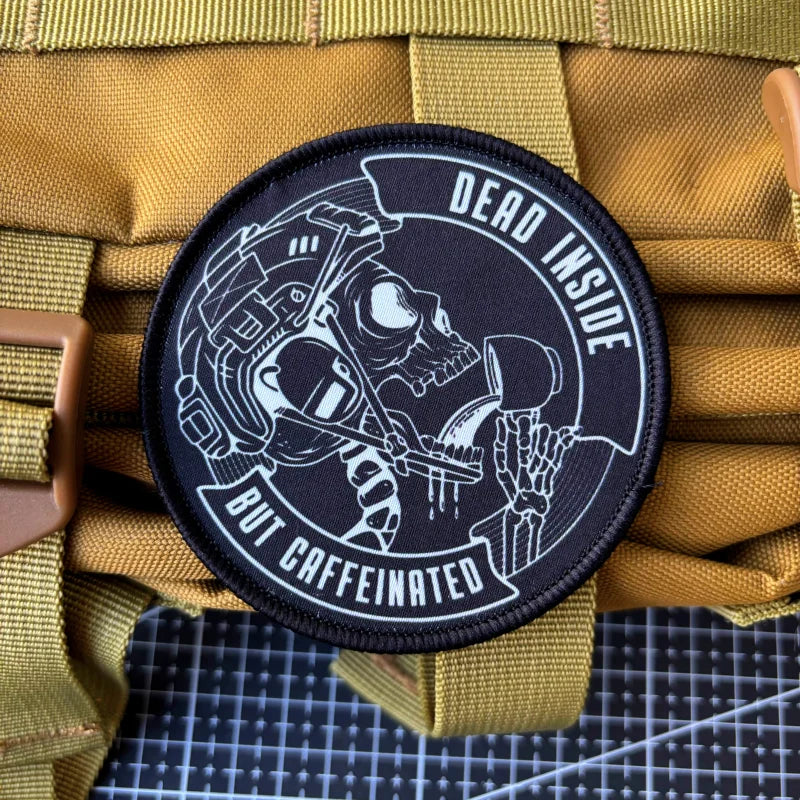 Skull Soldier Tactical Patch Dead Inside But Caffeinated