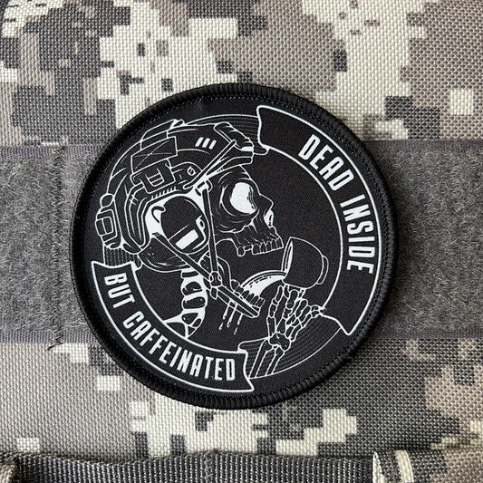 Skull Soldier Tactical Patch Dead Inside But Caffeinated