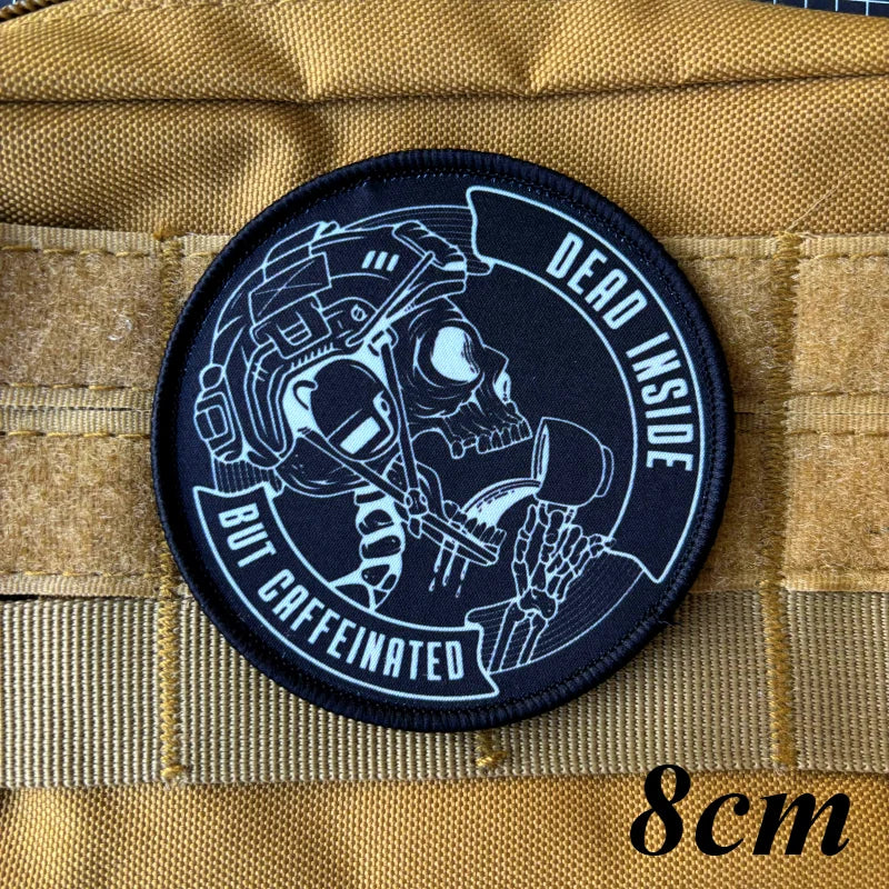 Skull Soldier Tactical Patch Dead Inside But Caffeinated