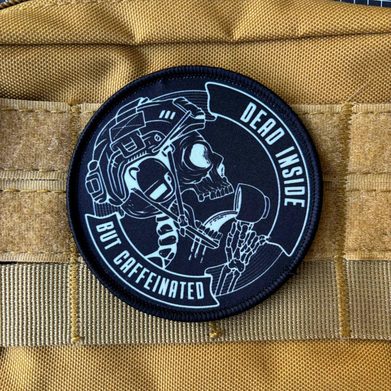 Skull Soldier Tactical Patch Dead Inside But Caffeinated
